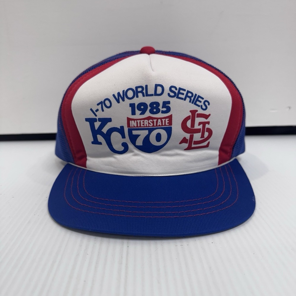 Vintage 1985 I-70 World Series KC Royals Cardinals Trucker Snapback Hat Korea